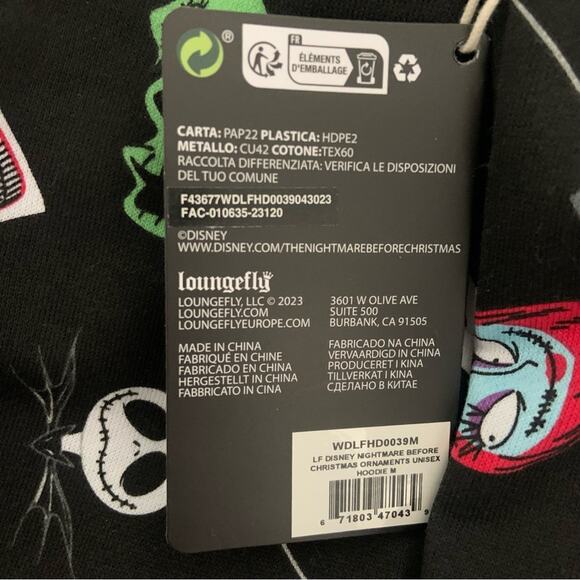 Loungefly Nightmare Before Christmas Hoodie Medium NEW Unisex Sweatshirt Disney - Picture 11 of 13